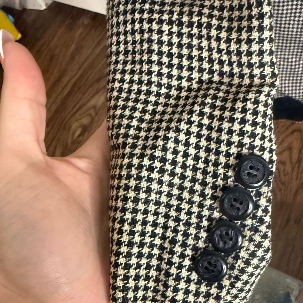 Vintage RARE Guy Laroche 100% Silk Houndstooth Blazer Men's 40R Double Breasted - Picture 5 of 12